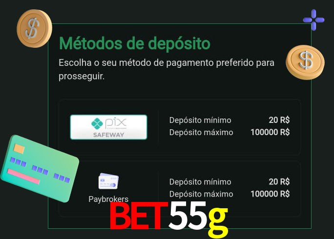 O cassino bet55g oferece uma grande variedade de métodos de pagamento